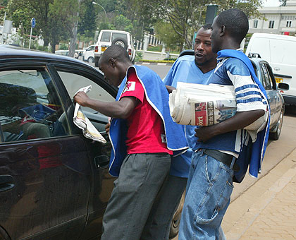 Newspaper vendors at work. Rwanda follows Senegal, Ghana, and Niger in press freedom in Africa.  The New Times/ John Mbanda. 