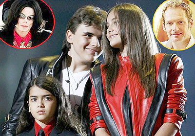 Michael Jackson kids and Mark Lester. Net photo.