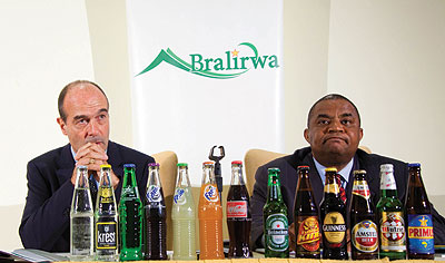 Bralirwa officials at the unveiling of the results. The New Times / T. Kisambira