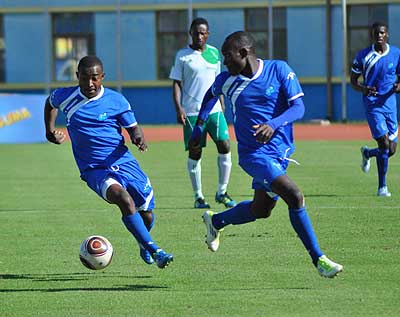 Burundian internationals, Fuadi Ndaysenga (left) and Amissi Cedric (right), have been key players for Rayon since Gomez (inset) took charge in October. The New Times / P. Muzogeye.