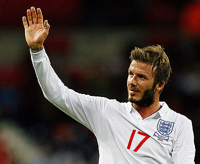 Beckham's last international match was, one he played in 2009 - a World Cup qualifying match against Belarus at Wembley. Net photo.