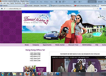 On its website, Diamond Holiday Travel promises decent lifestyles for its members. 