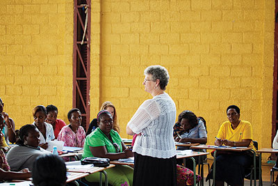 Teachers undergoing training at Green Hills Academy on Saturday. The New Times/ Timothy Kisambira