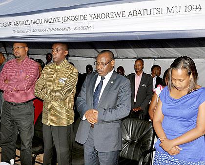 Finance Minister Amb. Claver Gatete (2nd right) with other officials during the commemoration. The Sunday Times / Courtesy.
