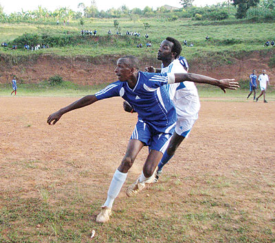 Students of Alliance High School playing football. The New Times/ Allan Brian Ssenyonga