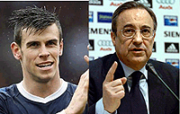 Gareth Bale of Tottenham.Real Madrid president Florentino Perez