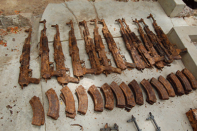 Nigerian authorities say a raid revealed a weapons stash including landmines. Net photo. 
