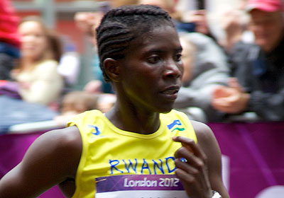 Claudette Mukasakindi, seen here competing at the 2012 London Olympic Games, won the women 10.000m at the national trials on Saturday. The New Times / File.
