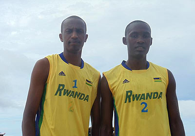 Olivier Ntagengwa with teammate Thierry Mugabo. The New Times / File.