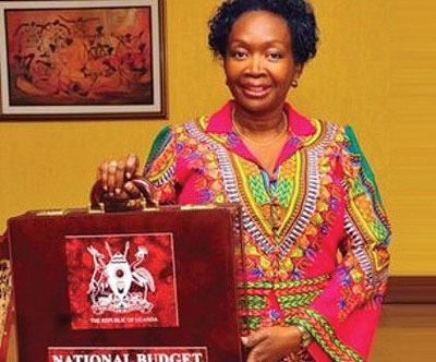 Maria Kiwanuka with the budget speech at International Conference Kampala Serena Hotel yesterday.  Net photo