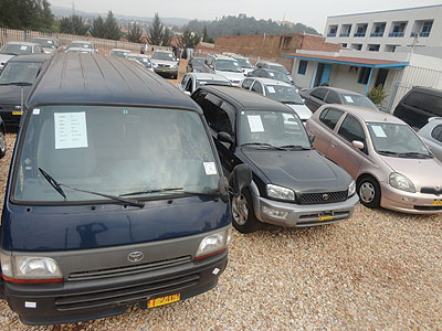 Some importers want taxes on secondhand cars like these to be increased and those on new vehicles to be cut to encourage people to buy new cars. The New Times / Peterson Tumwebaze