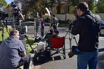 Journalists have been camping in Pretoria, shifting between hospital and Mandelau2019s family home, to await the sad news.  Net photo.