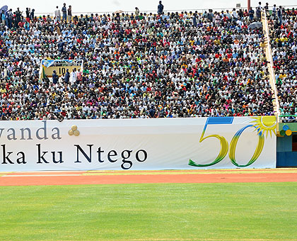 Last year, thousands of Rwandans gathered at Amahoro National Stadium to celebrate Liberation Day and 50 years of Rwandau2019s Independence.   The New Times /File. 