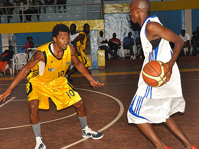 Uganda-based Kami Kabange (left) was the only foreign based senior player on the team that lost to Mozambique. The New Times/File