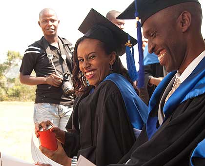Some of the graduates during the ceremony yesterday.   Saturday Times/ Timothy Kisambira. 