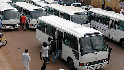 Medium size taxis in the Nyabugogo terminal. Rura, the public transport regulator, has moved to streamline operations in the sector. The New Times / File photo