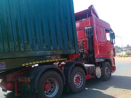 A cargo truck at Magerwa customs point in Kigali. EAC leaders want all goods to be cleared at entry ports. The New Times / Peterson Tumwebaze
