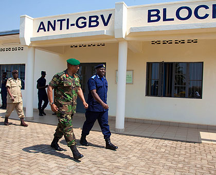 The Inspector General of Police, Emmanuel Gasana (R) welcomes the Chief of Defence Forces, Gen. Patrick Nyamvumba, to the u2018Africa UNITEu2019, forum yesterday. Africa UNITE, a campaign to end violence against women and girls, attracted delegates from 38 African countries. Gen. Nyamvumba  urged governments and other actors to mobilise all the necessary resources to decisively end violence against women and girls in conflict and post-conflict situations.  The New Times/ Timothy Kisambira.