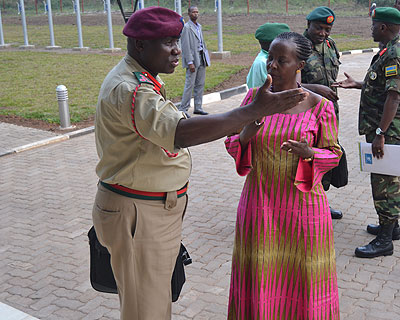 Mushikiwabo chats with Brig. Nundwe on the sidelines of the meeting. The New Times/ Courtesy.