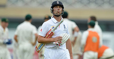 Jonathan Trott- Troops off after being given out by third umpire.