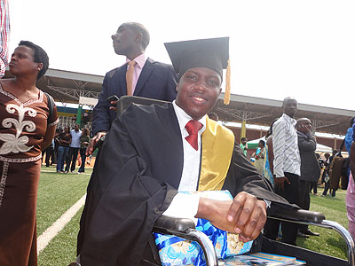 Irihose was among the graduates despite having lost hope after he was seriously injured in 2010.  The New Times /Jean Pierre Bucyensenge 