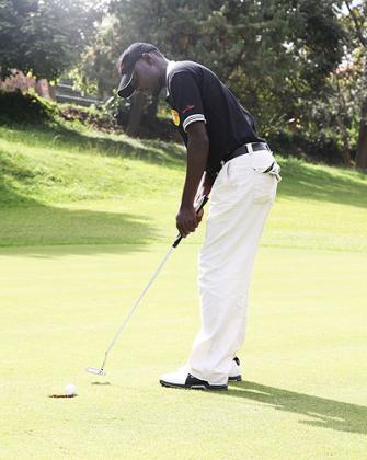 Lead golfer Emmanuel Ruterana competing in a previous KCB Open in Rwanda. He is undergoing intensive preparations ahead of Kenya Open due next month in Mombasa.  The New Times / File.