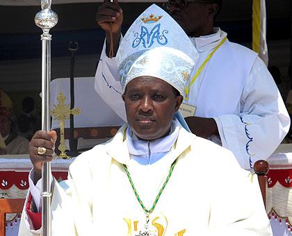Father Antoine Kambanda, the new Bishop of Kibungo Diocese after his consecration in Ngoma District yesterday. Sunday Times/Stephen Rwambeho