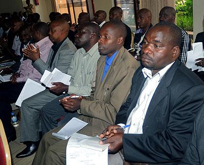 A section of sector executive secretaries during the recent Local Government meeting. The New Times/John Mbanda 