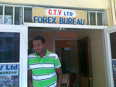 Low business. Forex bureau operators claim commercial banks have not sold them dollars for a whole week.  The New Times / Peterson Tumwebaze
