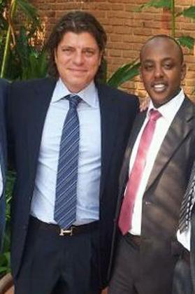 CEO of Mamisch Dental Health A.G, Charles Mamisch (left) and Rayon Sports club chairman Abdallah Murenzi (right) after their meeting yesterday. The New Times / Courtesy.