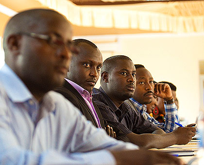 A section of the participants who attended the interactive meeting with Rwandan East African Legislative Assembly MPs at in Kigali yesterday.  The New Times/ T. Kisambira.