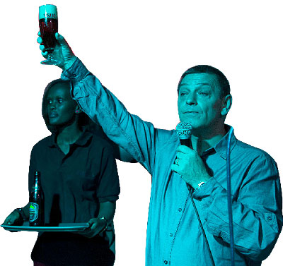 A toast to our new beer! Johan Je Smet-Van Jamme, the general manager for Skol brewery Rwanda and commercial director for Africa at the event.