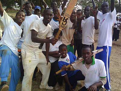 Defending champions Kagarama SS celebrate their opening two victories on day one. Times Sport / Courtesy.