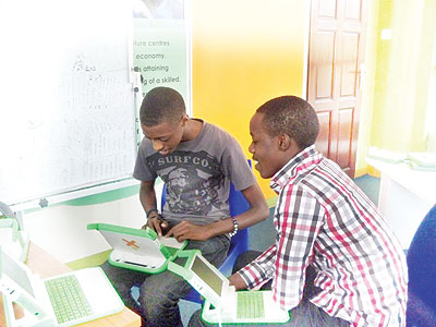Students of Riviera High School volunteering at Kigali Public Library. The New Times/ Courtesy photo.