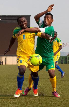 Michel Ndahinduka (left) scored his first international goal against Ethiopia  last weekend. Times Sport / File.