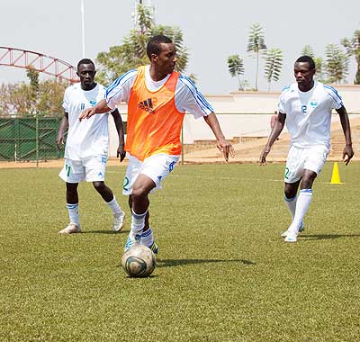 Patrick Sibomana (with the ball) has also been named on the U20 team for the Francophone Games. Saturday Sport/T. Kisambira.