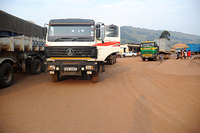  Cargo trucks wait to be cleared at Malaba border. With automation at all Kenya border posts, transporters will spend less time on the road. The New Times / File