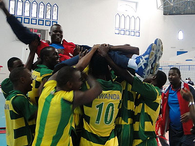 The junior national team celebrating with Bitok after finishing third in African Championships held in Tunisia in March this year. Times Sport/File