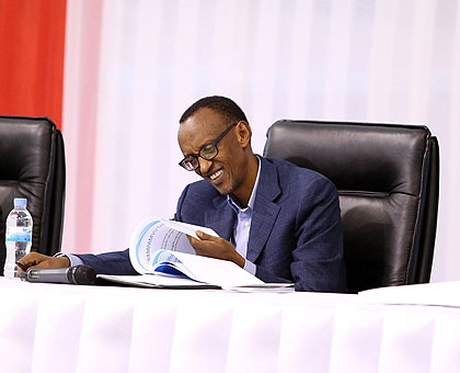 RPF chairman, Paul Kagame, during yesterdayu2019s Bureau Politique meeting. The New Times/Village Urugwiro.