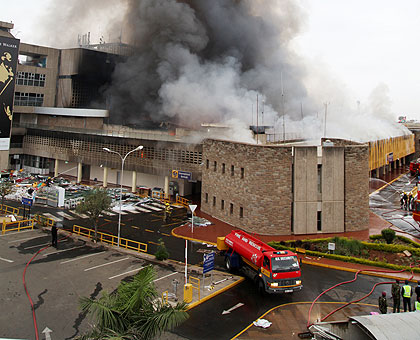 An early Wednesday morning fire at the arrivals terminal at JKIA.  The New Times, File