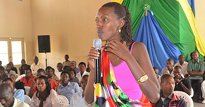 Manirarora speaks during the dialogue at the weekend.    The New Times/JP Bucyensenge.