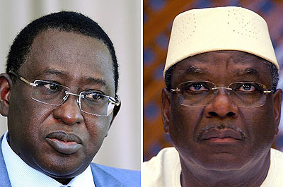 Former finance minister Soumaila Cisse, left, congratulated Ibrahim Boubacar Keita, right, via Twitter. Net photo.