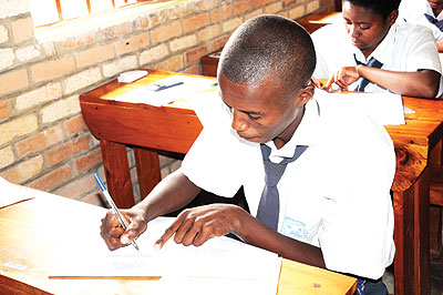 Students doing exams in Kigali last year.  The New Times/ Timothy Kisambira