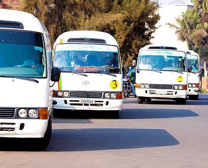 Buses operating in the city. The City of Kigali has contracted three firms to manage zonal routes in Kigali. The New Times/ File.