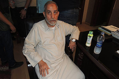 Egyptu2019s Interior Ministry published this photograph of Badie after his arrest on its Facebook page. Net photo.