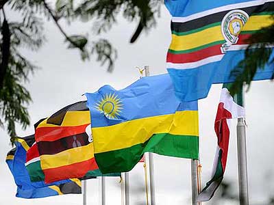 The flags of EAC and its five partner states. Net photo.