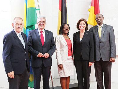 Minister Musoni with his delegation in State Chancellery. Sunday Times/Courtesy photo