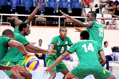 Special celebration of Rwanda team against Serbia. 