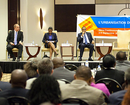 A panel discussion at the UN Habitat conference on urbanisation in Kigali yesterday. The New Times/ Timothy Kisambira.