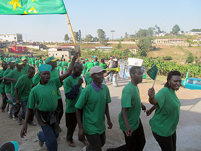 PL party supporters in Kigali on Monday.  The New Times/ John Mbanda.